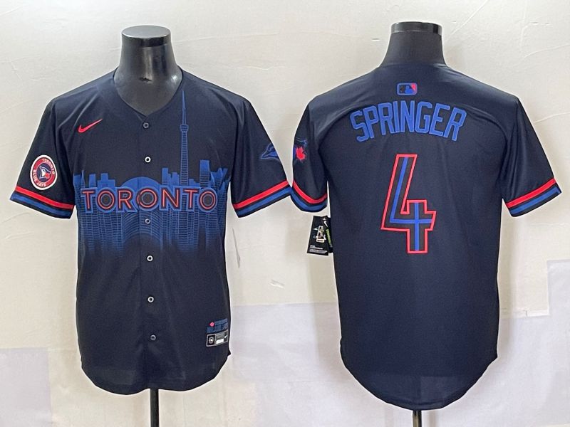 Men 2025 Toronto Blue Jays #4 Springer Black Joint Name Nike MLB Jersey style 5->toronto blue jays->MLB Jersey